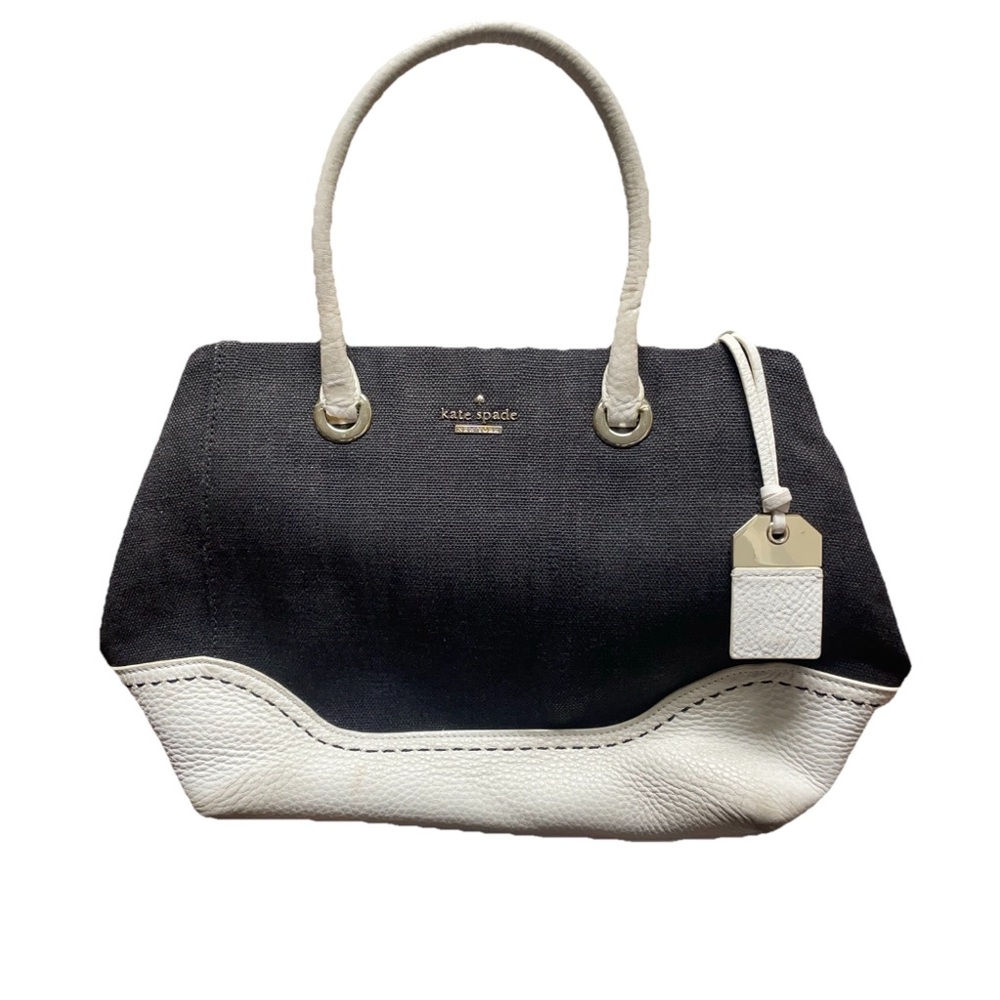 Kate Spade Pebbled Leather Fabric Black White Shoulder Bag